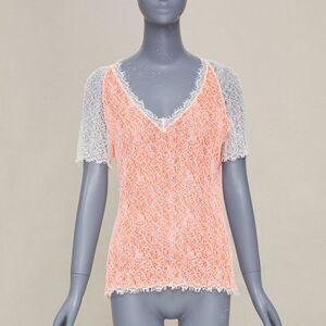 Chanel sheer cotton lace layered top